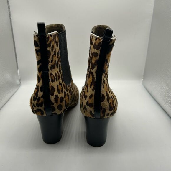 Coach and Four Tate Tan Brown Leopard Print Calf Hair Ankle Boot - Picture 4 of 12